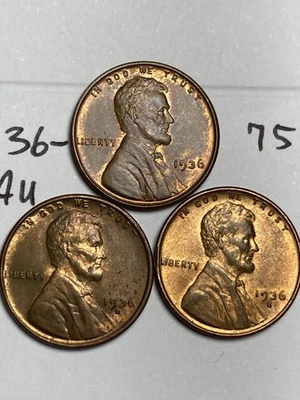 1936-PDS LINCOLN WHEAT CENT SET, ALL "AU" CONDITION, #75 - Image 1 of 2