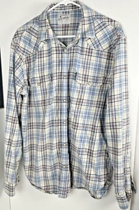 Lucky Brand Western Pearl Snaps Hemd Saturday Stretch kariert Herren Größe Large - Bild 1 von 9