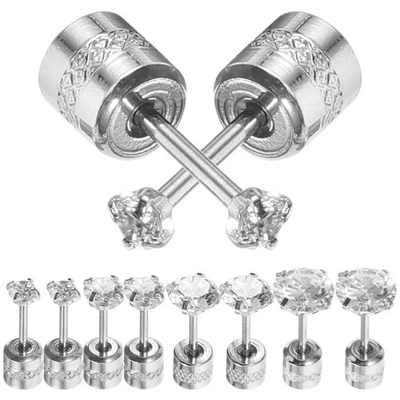  5 paia di orecchini a bottone con chiusura a vite, orecchini a bottone da - Immagine 1 di 4