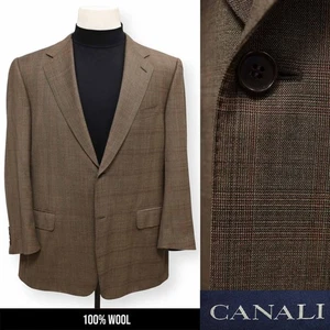 CANALI mens brown PLAID super 110s WOOL sport coat suit jacket blazer 44 R - Picture 1 of 17