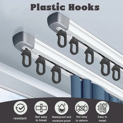 100 Pack Plastic Hooks, Curtain Track Hooks - Image 1 of 4