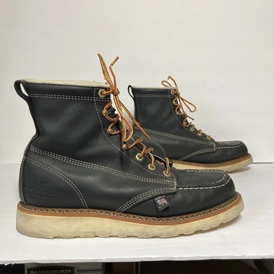 Botas de trabajo Thorogood American Heritage sin usar, puntera sin usar, para hombre de cuero negro genuino 10D Foto 1 de 4