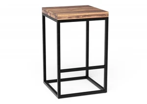 25" Brown And Black Iron Backless Counter Height Bar Chair - Picture 1 of 8