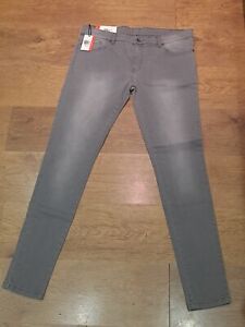 NEW KRUZE  W36", L33"  Grey Tapered Stretch Denim Jeans, Rise 10", Hem 11" vgc