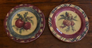 Juego de 2 Platos de Almuerzo Tartán Rojo Verde La Bodega Hechos en Italia Para Federados - Imagen 1 de 2