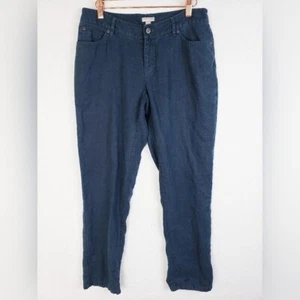 J. Jill 100% Linen Pants Blue Mid-Rise Casual size 6P Women's - Picture 1 of 10