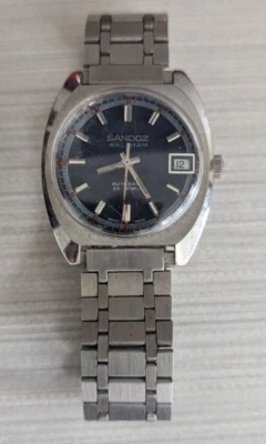 VINTAGE SANDOZ AUTOMATIC WATCH 25 JEWELS Blue 1970'S 40MM MEN'S GENTS RARE USA - Image 1 of 4