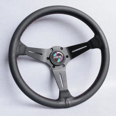 Volante deportivo HKS de cuero perforado de 3 colores puntada plato medio profundo 350 mm Foto 1 de 4