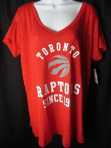 Toronto Raptors Women's Soft As A Grape V Neck Tee Shirt 1X Plus Size - Picture 1 of 5