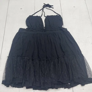 R Vivimos Black Deep V Neck Halter Mini Dress Women’s Size Large New - Picture 1 of 7