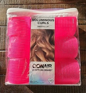 Conair Jumbo Self Grip Hair Rollers 9 Pack Pink Voluminous Curls - Picture 1 of 3