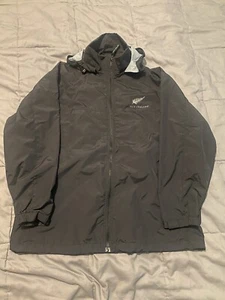 Men's Raincoat L Black New Zealand Rugby All Blacks Anorak Rainmack Windcheater - Picture 1 of 7