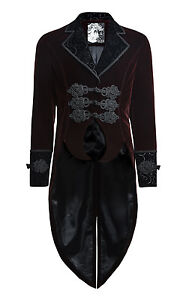 Punk Rave Y-635 Victorian Elegant Gothic Steampunk Burgundy Red Jacket Tailcoat 
