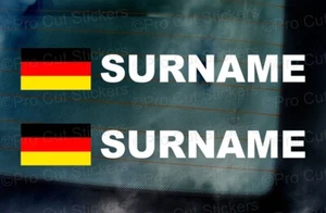 x2 Germany Flag Rally Race Tag Initial Name Surname Car Window Stickers Decals - Picture 1 of 1