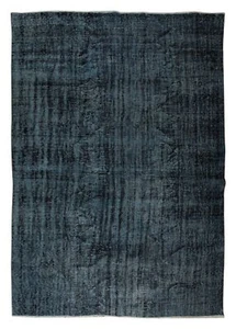 7.5x10.2 Ft Handmade Vintage Turkish Rug Over-Dyed in Black for Modern Interior - Picture 1 of 5