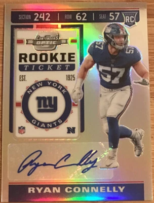 2019 Panini Contenders Optic Rookie Autograph Ryan Connelly #141 New York Giants - Image 1 of 2