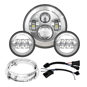 7 inch LED Motorcycle Headlights 4.5" Fog Passing Lights DOT Kit For Harley D... - Picture 1 of 7