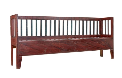 MID 19TH CENTURY RUSTIC SWEDISH PAINTED PINE BENCH Cover