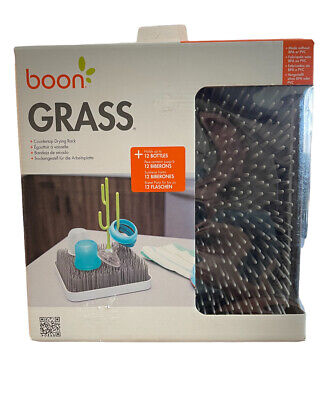 Boon Grass Countertop Drying Rack Square 9.5 X9.5 X2  Gray Holds 12 Bottles • 17.22€
