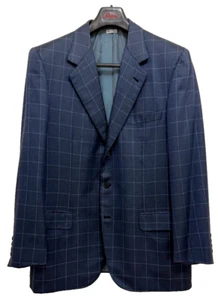 Brioni Palatino Blue Checked Plaid Sport Coat Blazer Jacket 100% Silk 42 R - Picture 1 of 12