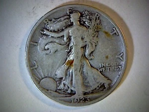 MONETA MEZZO DOLLARO 1923-S STATI UNITI WALKING LIBERTY, .36169 OZ MONETA ARGENTO - Foto 1 di 2