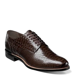 Stacy Adams Mens Madison Anaconda Print Leather Oxford Shoes Brown NIB - Picture 1 of 38