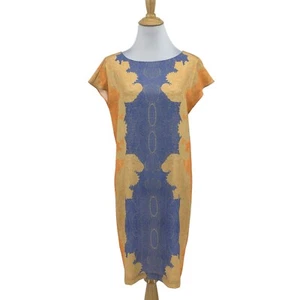 Antonio Melani Dress Womens 0 Hyacinth Orange Paisley Deyanna Lined Boat Neck - Picture 1 of 16