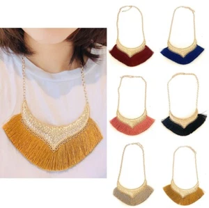 Niñas Mujer Tono Dorado Destacado Borla Pechera Moda Collar Cadena Regalo Reino Unido - Imagen 1 de 10