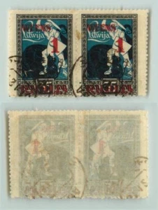 Latvia 🇱🇻 1921 SC 91 used pair mark of perforation . d9999 - Picture 1 of 2