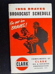 1956 Milwaukee Braves Baseball Taschenspielplan Clark Oil Hank Aaron - Bild 1 von 2