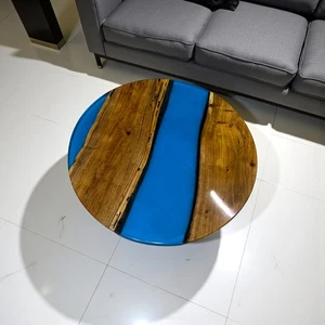 Blue River Table, Epoxy Coffee Table, River Dining Table, Handmade Wood Table - Picture 1 of 10