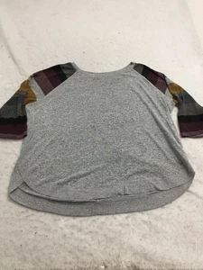 Maurices Sweater Plus Size 2 Gray Striped Crew Neck Split 3/4 Sleeve - Picture 1 of 9