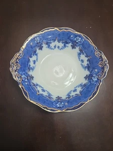 Flow Blue Ridgway Verona Halbporzellan antike Obstschale mit Goldrand - Bild 1 von 11