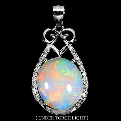 Ювелирные изделия кулон серебро 925 пробы овальный огненный опал 14x12 мм натуральный драгоценный камень - Изображение 1 из 4