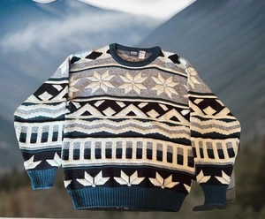 Knightsbridge Sweater Large 100% Acrylic Cosby Style Blue Warm - Picture 1 of 8