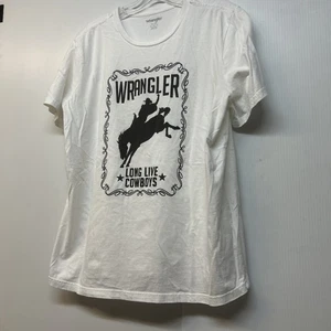 Wrangler Cowboy Shirt XL White Print Wrangler - Picture 1 of 4