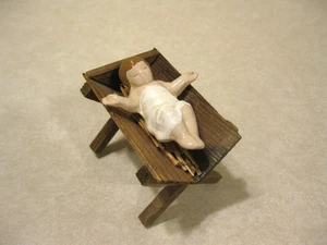 German Baby Jesus- infant figure-wood Crib cradle Christmas Germany Nice - Picture 1 of 7