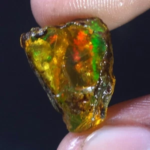 11.30 Cts 100% Natural Welo Fire Ethiopian Oil Opal Rough Cab Gems Ring Nacklace - Picture 1 of 10