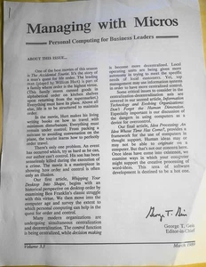 Managing with Micros Newsletter, marzec 1989. Montaż George T. Geiss. - Zdjęcie 1 z 5