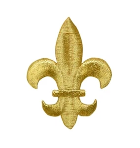 FLEUR DE LIS gold IRON ON PATCH APPLIQUE  7/8 X 1 1/8 inch - Picture 1 of 1