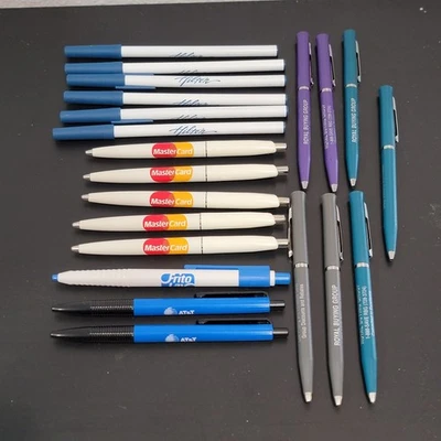 Lot Of 21 Promotional Pens Master Card Hilton Frito Lay Royal Buying Group AT&T - Image 1 of 4