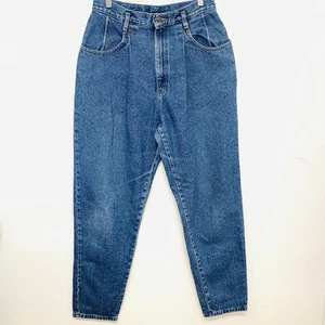 Vintage LL Bean Jeans Woman Stone Wash High Waist Pleat Tapered Y2K 90s Made USA - Picture 1 of 11