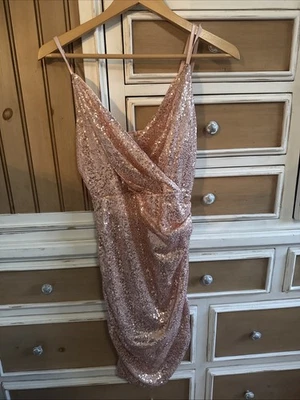 Mini Vestido Grace Karin Oro Rosa Lentejuelas Sin Mangas Fiesta Cóctel Pequeño Foto 1 de 4