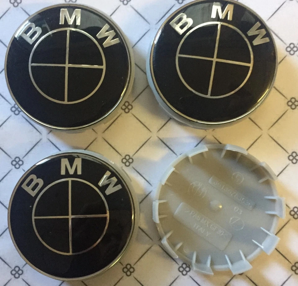 4 piezas 68 mm apto para cubierta de llanta de rueda negra completa tapacubos emblema insignia con caja Foto 1 de 1