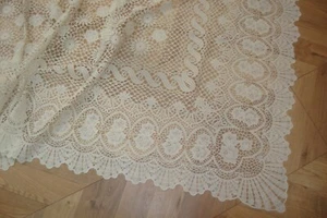 New Elegant LACE TABLECLOTH Crochet Vinyl Coated Ivory 60" x 94" Rect Wipe off - Picture 1 of 7