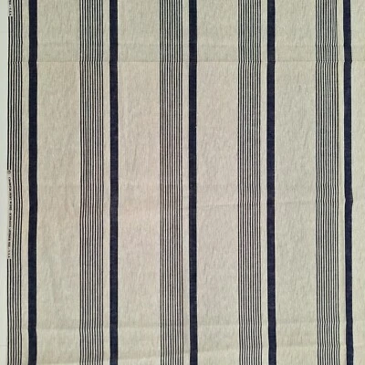 VTG Blue Grey Striped Light Linen Fabric Schwartz Liebman Cranston 2 YDS x 44"W - Image 1 of 4
