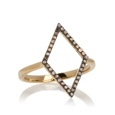 Rarities Goldtone Sterling Silver (0.20cttw) Champagne Diamond Kite Ring Size 8 - Image 1 of 4