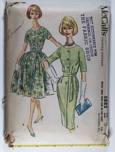 60's Vintage Sewing Pattern McCall's 5882 Misses Dress with Two Skirts Bust 34"  - Picture 1 of 3