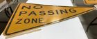 Vintage Retired No Passing Zone Yellow Street Traffic Road Metal Sign 41"X34"
