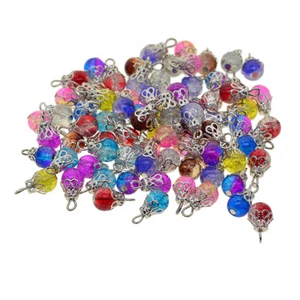 50x Bulk Bead Charms Floral Pendants For Jewelry Making Earrings DIY - Picture 1 of 8